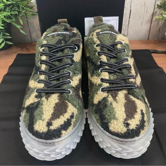 Giuseppe Zanotti Men's Blabber Camo Faux Fur Low Top Sneakers Size 40 US7 - Picture 5 of 16